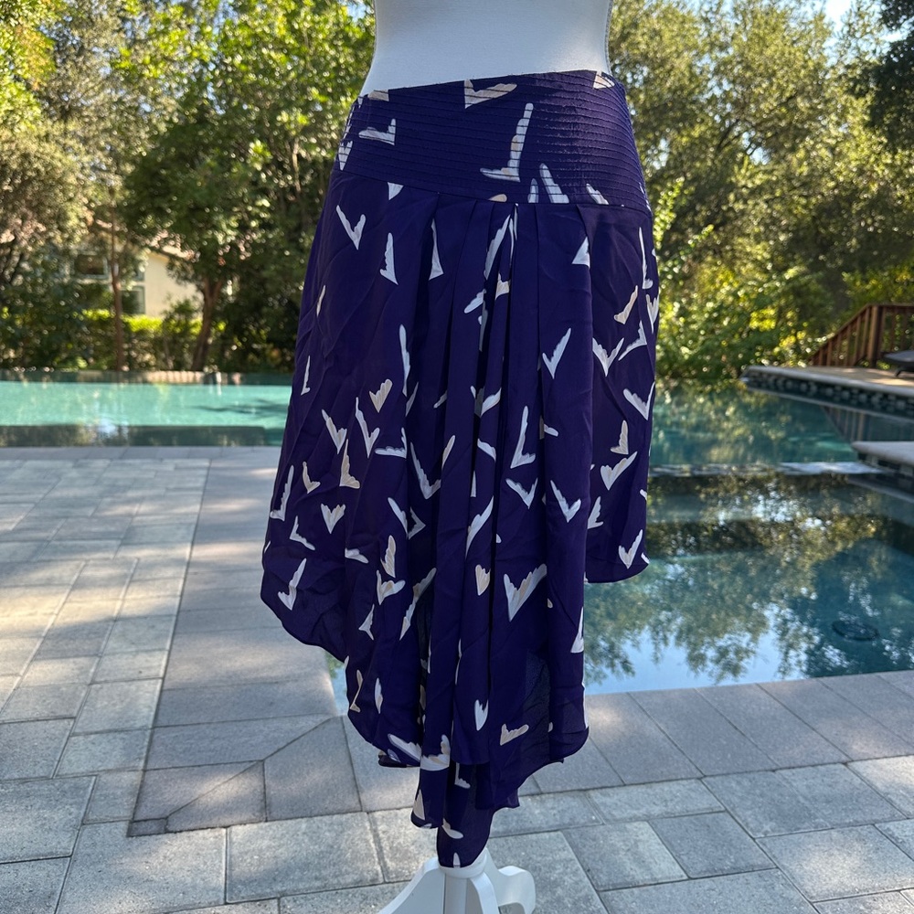 Leifsdottir Asymmetrical Purple Abstract Print Skirt